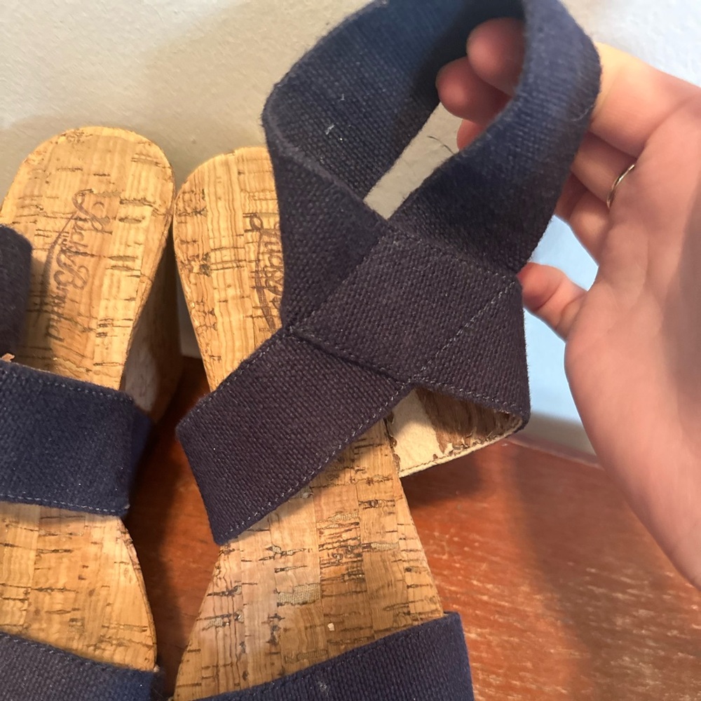 🌼Lucky Brand Navy Wedge Sandals - Picture 4 of 7